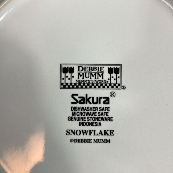 Christmas Sakura Snowflake Salad Plate 8" Stoneware Debbie Mumm Vtg Collectible - Picture 4 of 4